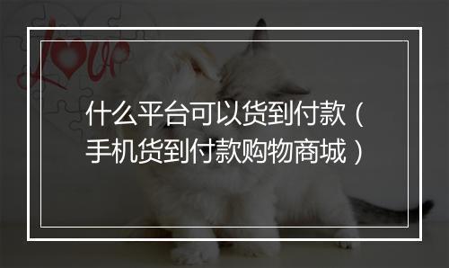 什么平台可以货到付款（手机货到付款购物商城）