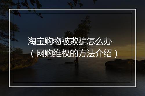 淘宝购物被欺骗怎么办 （网购维权的方法介绍）