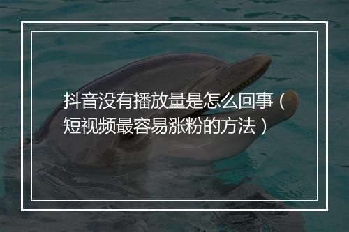 抖音没有播放量是怎么回事（短视频最容易涨粉的方法）