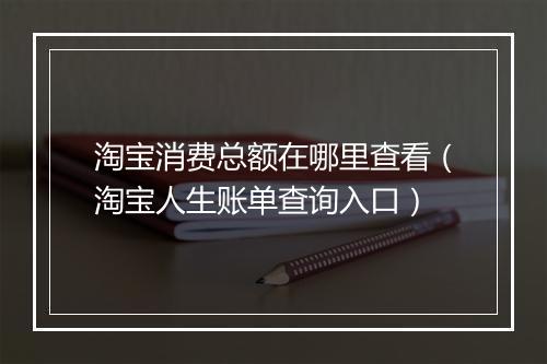 淘宝消费总额在哪里查看（淘宝人生账单查询入口）