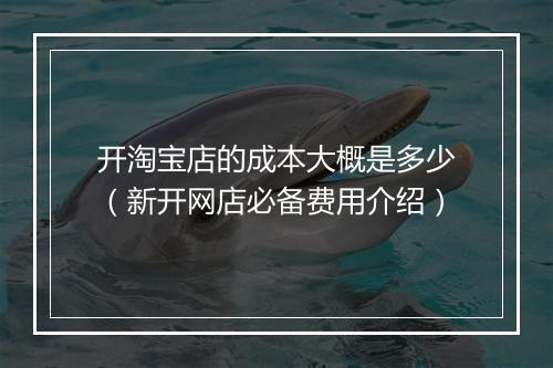 开淘宝店的成本大概是多少（新开网店必备费用介绍）