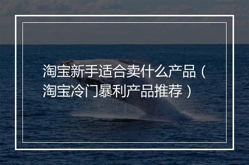 淘宝新手适合卖什么产品（淘宝冷门暴利产品推荐）