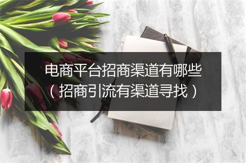 电商平台招商渠道有哪些（招商引流有渠道寻找）