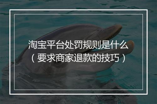 淘宝平台处罚规则是什么（要求商家退款的技巧）
