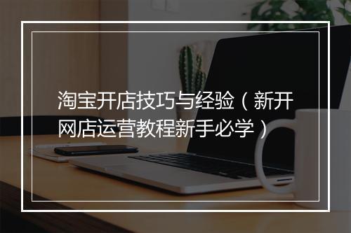 淘宝开店技巧与经验（新开网店运营教程新手必学）