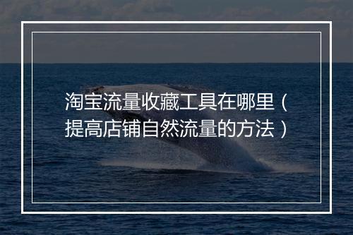 淘宝流量收藏工具在哪里（提高店铺自然流量的方法）