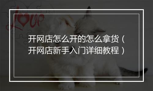 开网店怎么开的怎么拿货（开网店新手入门详细教程）