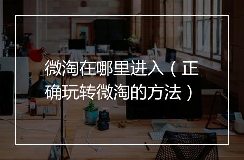 微淘在哪里进入（正确玩转微淘的方法）