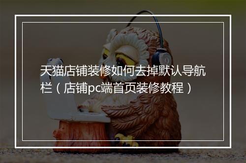 天猫店铺装修如何去掉默认导航栏（店铺pc端首页装修教程）