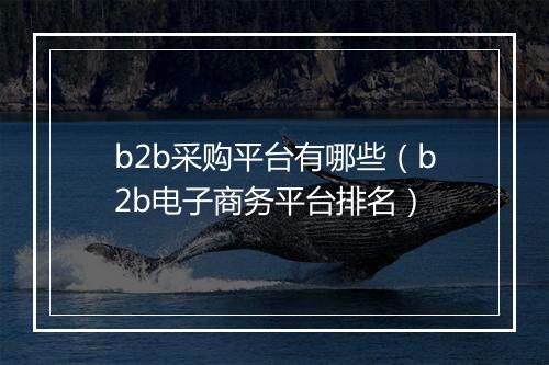 b2b采购平台有哪些（b2b电子商务平台排名）