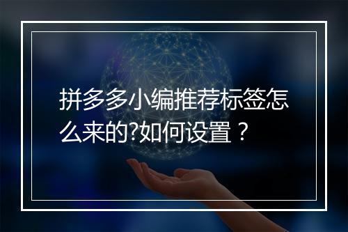 拼多多小编推荐标签怎么来的?如何设置？