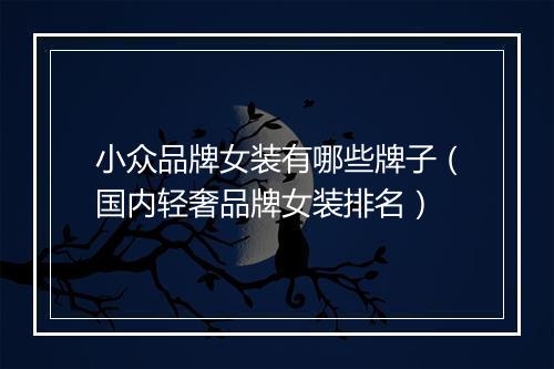 小众品牌女装有哪些牌子（国内轻奢品牌女装排名）