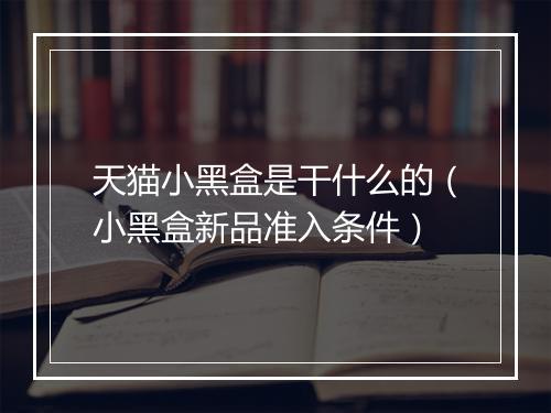 天猫小黑盒是干什么的（小黑盒新品准入条件）