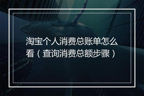 淘宝个人消费总账单怎么看（查询消费总额步骤）