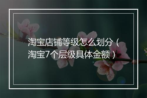 淘宝店铺等级怎么划分（淘宝7个层级具体金额）