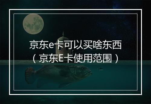 京东e卡可以买啥东西（京东E卡使用范围）
