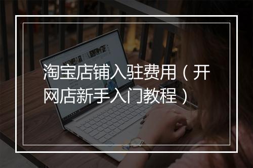 淘宝店铺入驻费用（开网店新手入门教程）