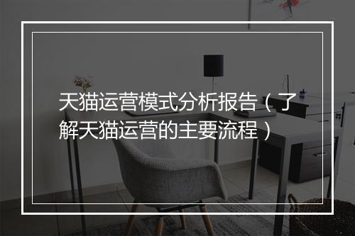 天猫运营模式分析报告（了解天猫运营的主要流程）