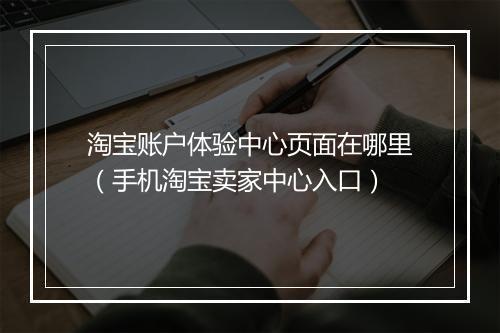 淘宝账户体验中心页面在哪里（手机淘宝卖家中心入口）
