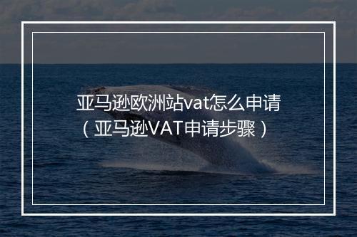 亚马逊欧洲站vat怎么申请（亚马逊VAT申请步骤）