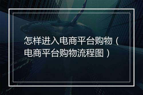 怎样进入电商平台购物（电商平台购物流程图）
