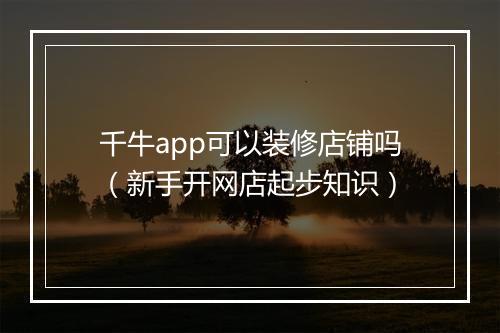 千牛app可以装修店铺吗（新手开网店起步知识）