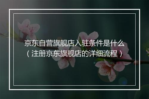 京东自营旗舰店入驻条件是什么（注册京东旗舰店的详细流程）