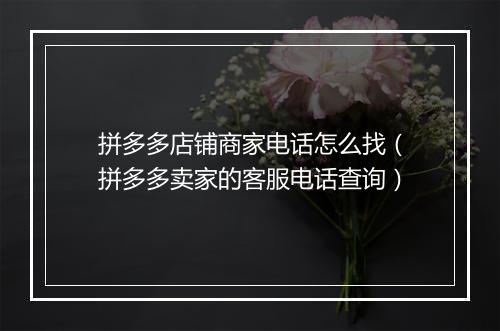 拼多多店铺商家电话怎么找（拼多多卖家的客服电话查询）