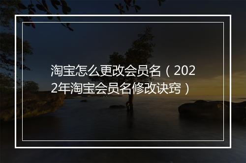 淘宝怎么更改会员名（2022年淘宝会员名修改诀窍）