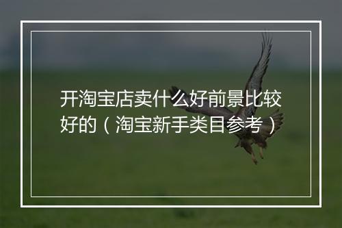开淘宝店卖什么好前景比较好的（淘宝新手类目参考）