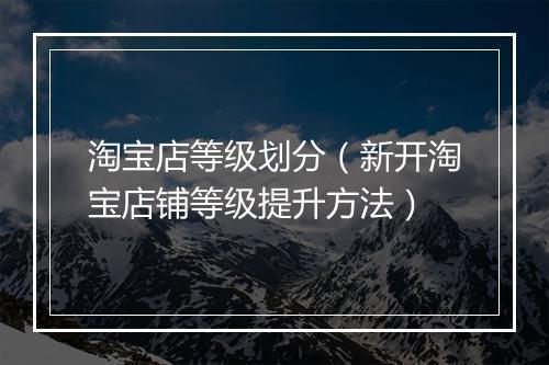 淘宝店等级划分（新开淘宝店铺等级提升方法）