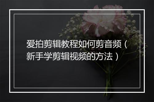 爱拍剪辑教程如何剪音频（新手学剪辑视频的方法）