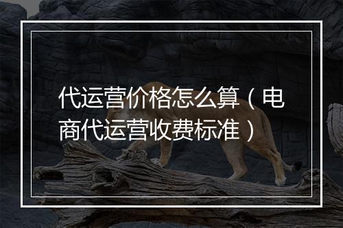 代运营价格怎么算（电商代运营收费标准）