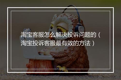 淘宝客服怎么解决投诉问题的（淘宝投诉客服最有效的方法）