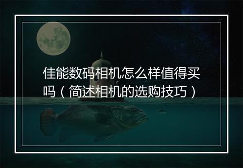 佳能数码相机怎么样值得买吗（简述相机的选购技巧）