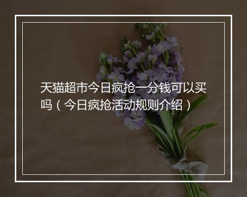 天猫超市今日疯抢一分钱可以买吗（今日疯抢活动规则介绍）