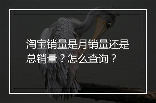 淘宝销量是月销量还是总销量？怎么查询？