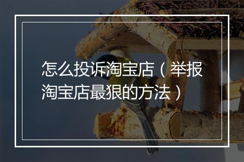 怎么投诉淘宝店（举报淘宝店最狠的方法）