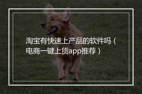 淘宝有快速上产品的软件吗（电商一键上货app推荐）