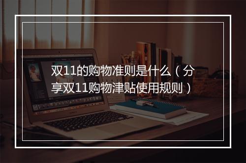 双11的购物准则是什么（分享双11购物津贴使用规则）