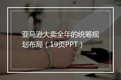 亚马逊大卖全年的统筹规划布局（19页PPT）