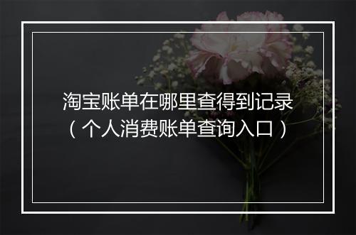 淘宝账单在哪里查得到记录（个人消费账单查询入口）