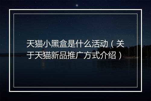 天猫小黑盒是什么活动（关于天猫新品推广方式介绍）