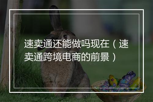 速卖通还能做吗现在（速卖通跨境电商的前景）