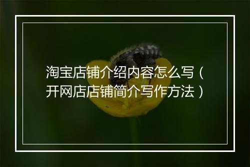 淘宝店铺介绍内容怎么写（开网店店铺简介写作方法）