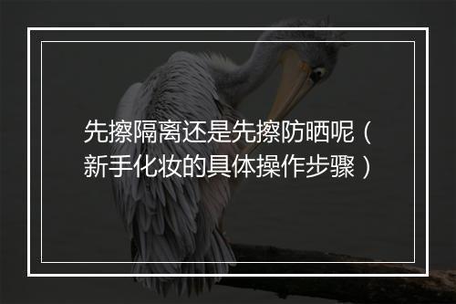 先擦隔离还是先擦防晒呢（新手化妆的具体操作步骤）