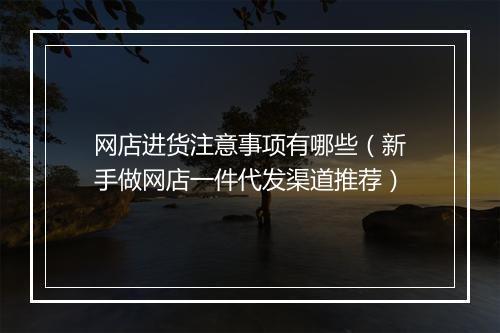 网店进货注意事项有哪些（新手做网店一件代发渠道推荐）