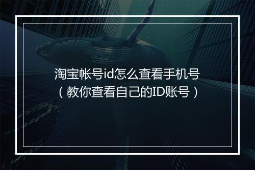 淘宝帐号id怎么查看手机号（教你查看自己的ID账号）
