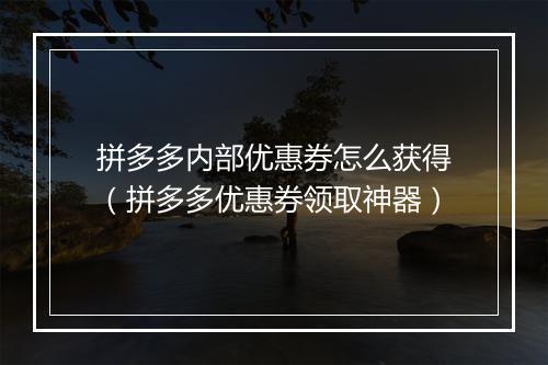 拼多多内部优惠券怎么获得（拼多多优惠券领取神器）