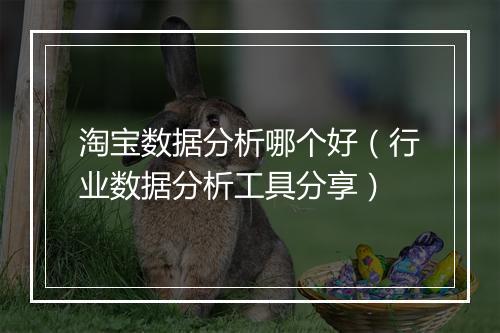 淘宝数据分析哪个好（行业数据分析工具分享）